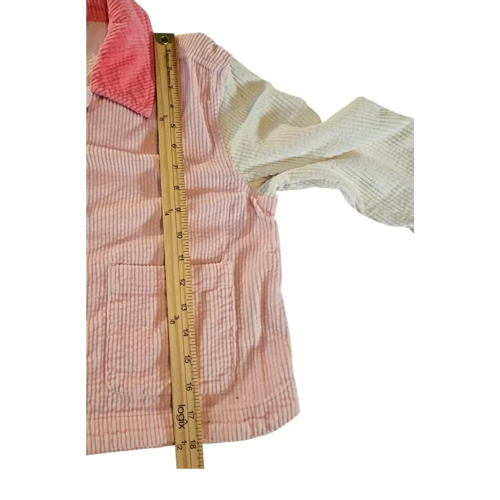 Old Navy Color-Block Corduroy Jacket for Girls, Pink White Size XL (14-16)